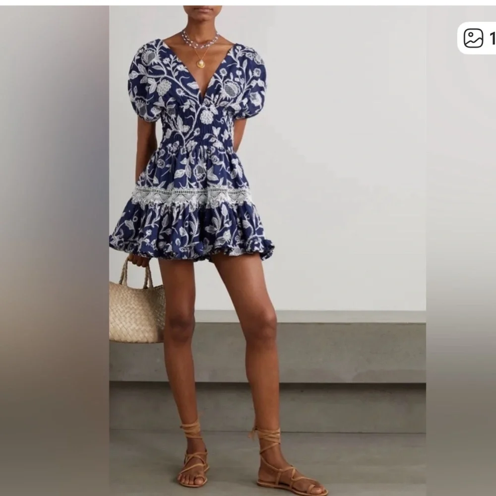 Waimari Paloma lace trimmed cotton mini dress - Picture 4 of 5